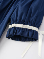 Christmas Navy Blue Nativity Smocking Embroidered Dress by Rylee Faith Designs