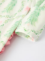 Christmas Tree Wreath Print Long Sleeve Zip Baby Girls Romper by Rylee Faith Designs