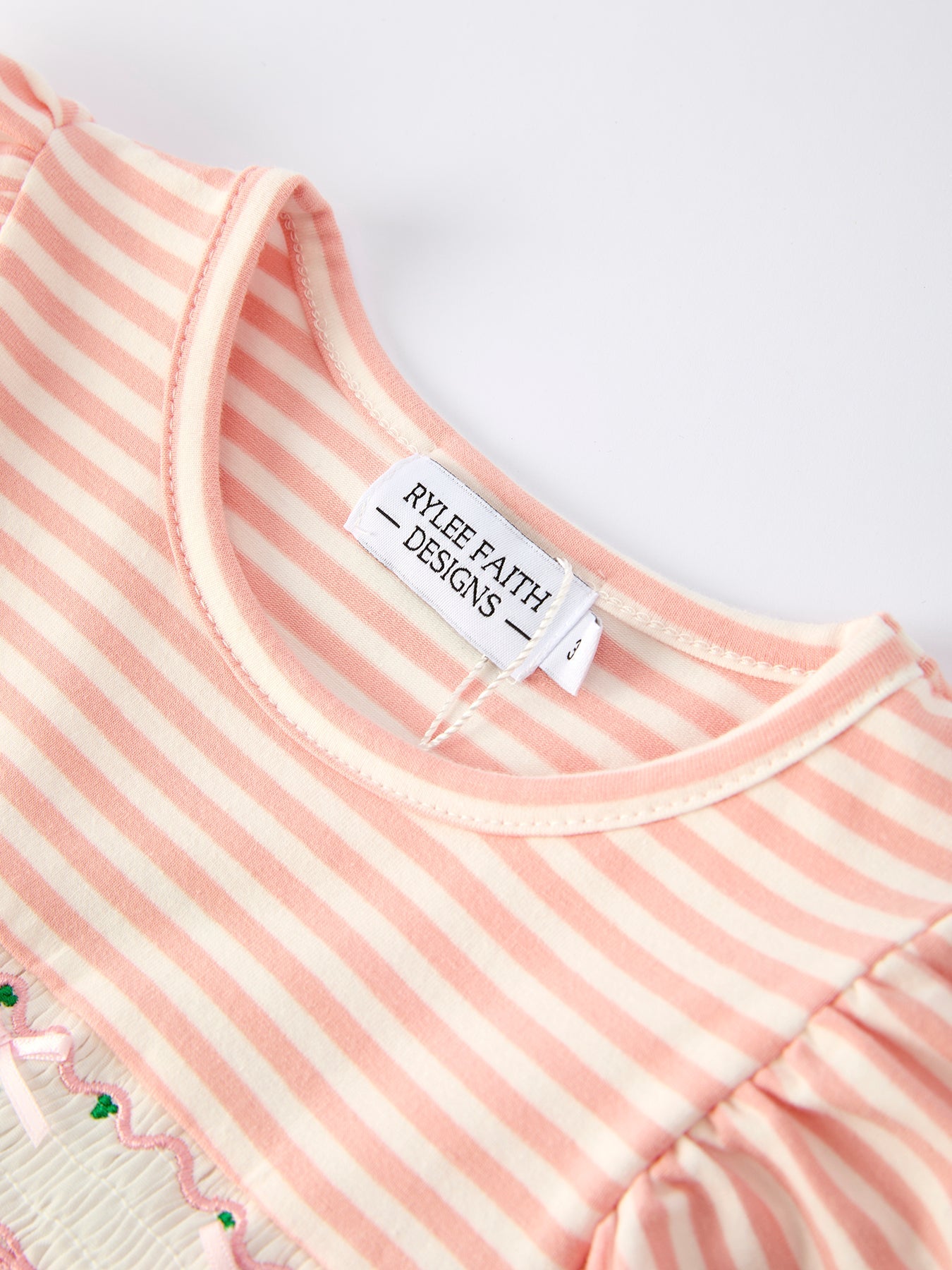 Christmas Tree Smocked Embroidery Stripe Baby Girls Dress by Rylee Faith Designs