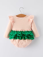 Christmas Tree Smocked Embroidery Stripe Baby Girls Romper by Rylee Faith Designs