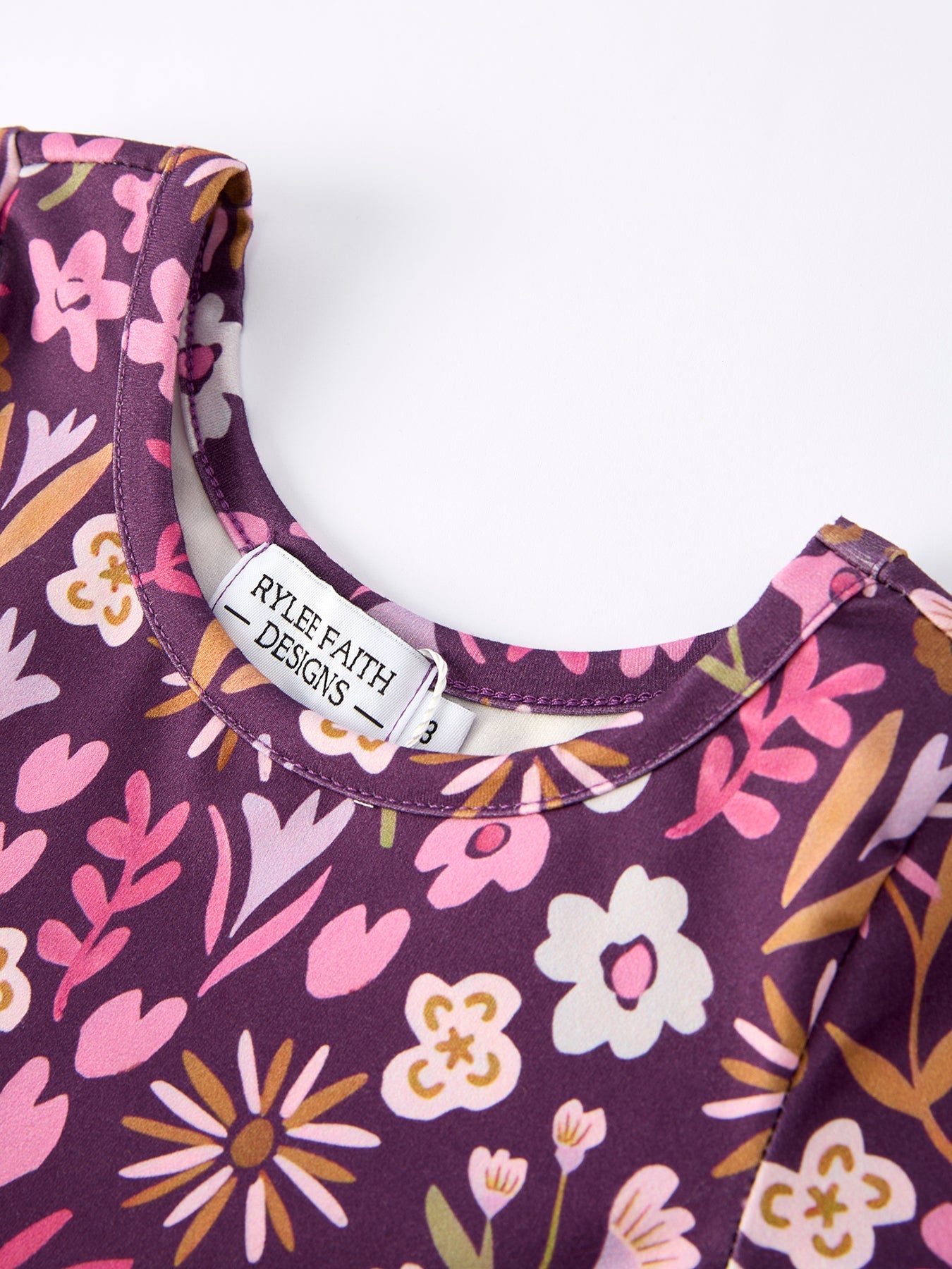 Retro Floral Print Short Sleeve  Girls Dress  with Pockets by Rylee Faith Designs at Everetts Place