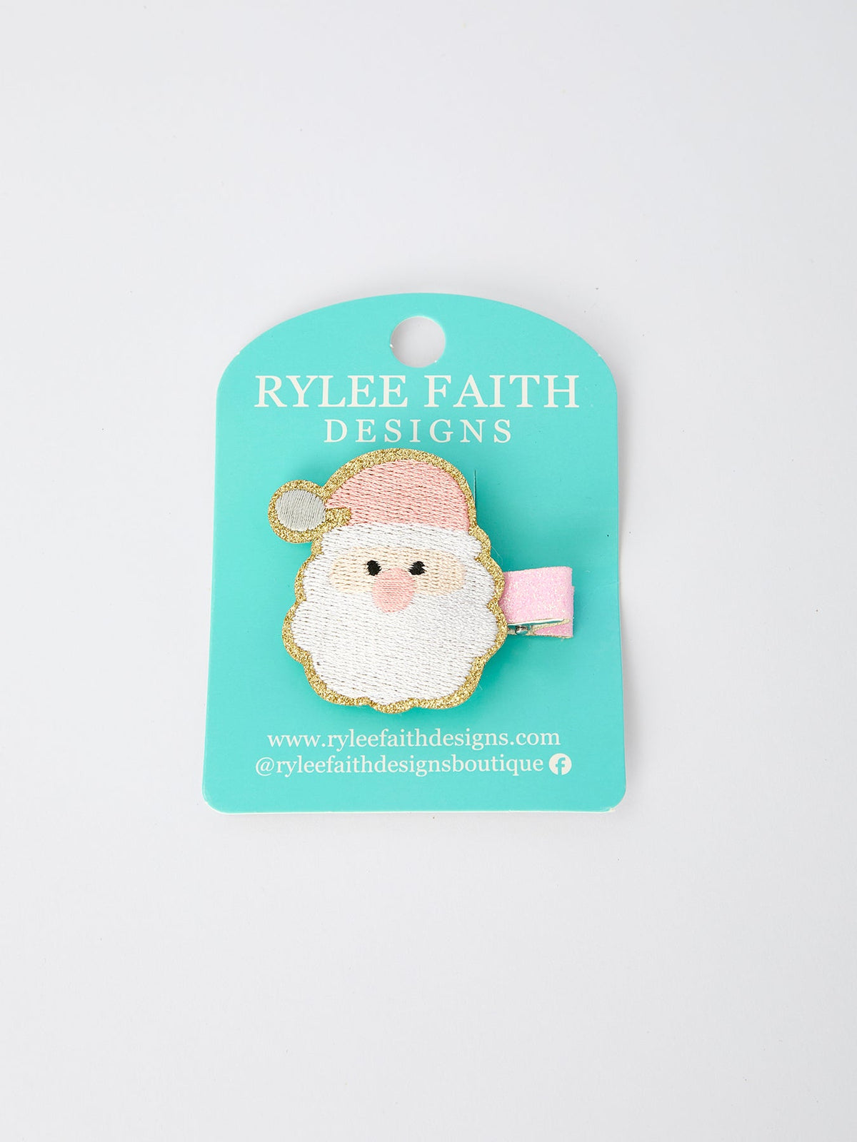 Christmas Pink Santa Girls 2-inch Hair Clip– Pink Girls' Hair Accessory by Rylee Faith Designs