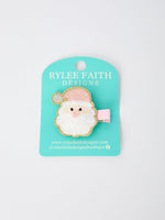 Christmas Pink Santa Girls 2-inch Hair Clip– Pink Girls' Hair Accessory by Rylee Faith Designs