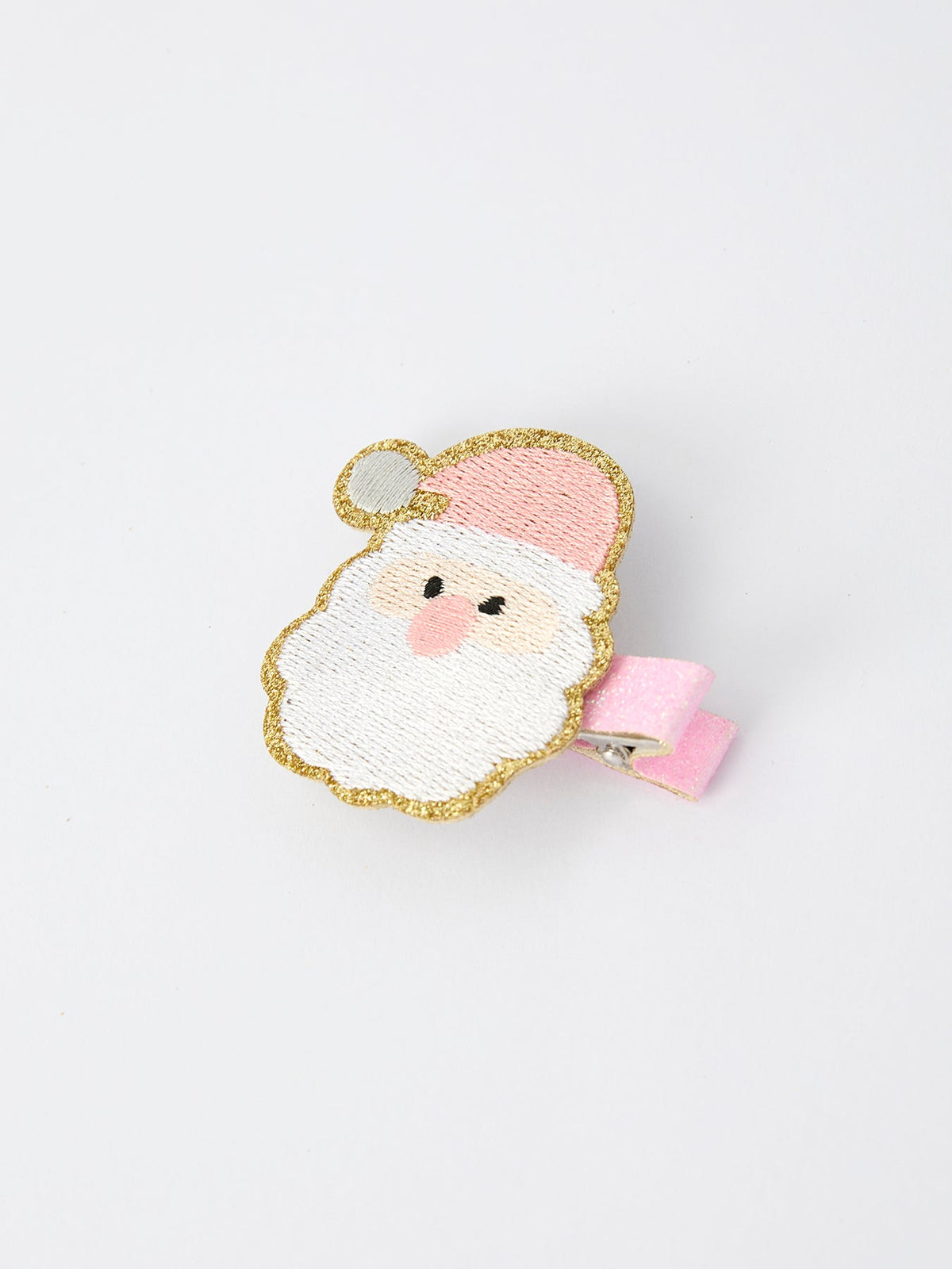 Christmas Pink Santa Girls 2-inch Hair Clip– Pink Girls' Hair Accessory by Rylee Faith Designs