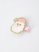 Christmas Pink Santa Girls 2-inch Hair Clip– Pink Girls' Hair Accessory by Rylee Faith Designs