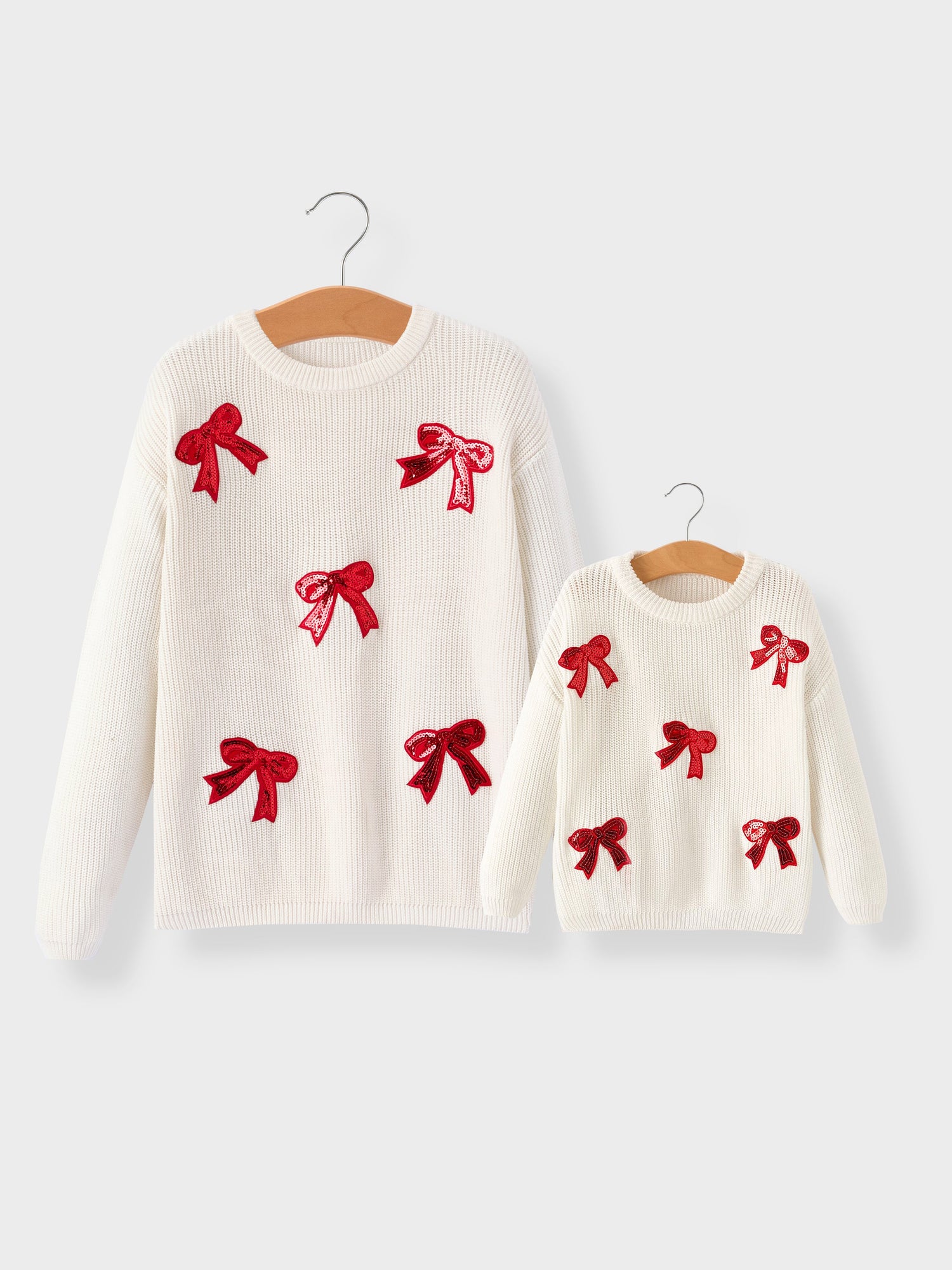 Cotton Pullover Sweater, Girls Bow Sequins, Mommy & Me