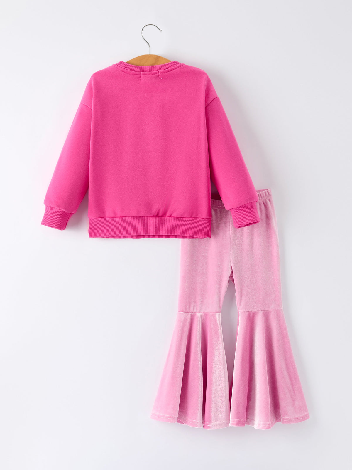 Toddler Girls Christmas Outfit – Pink Merry Bright Top and Bell Pants by Rylee Faith Designs