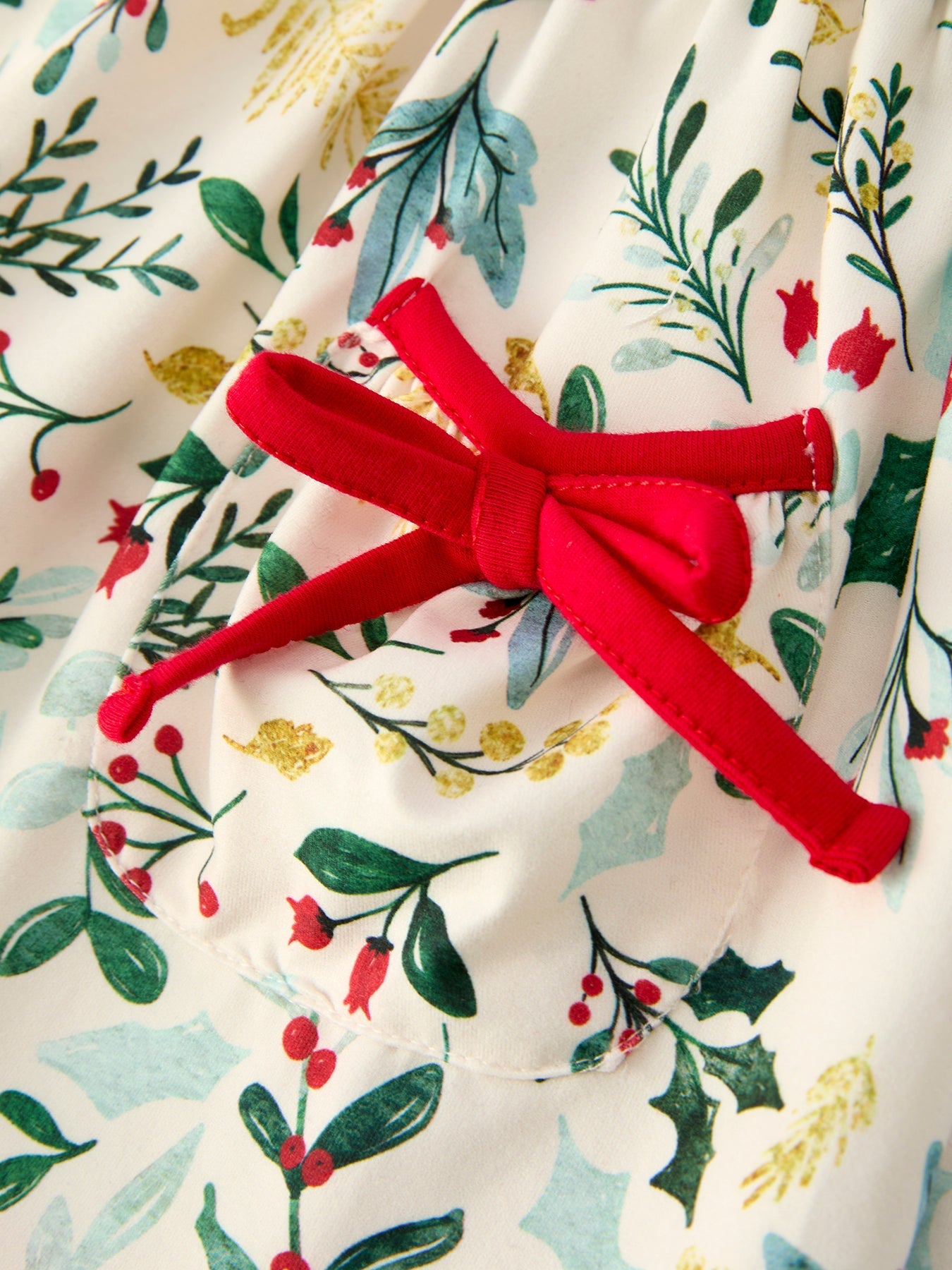 Toddler Girls Christmas Dress – Holiday Floral Print Outfit with Pockets by Rylee Faith Designs
