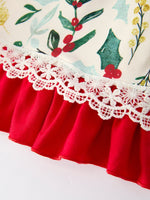 Toddler Girls Christmas Dress – Holiday Floral Print Outfit with Pockets by Rylee Faith Designs