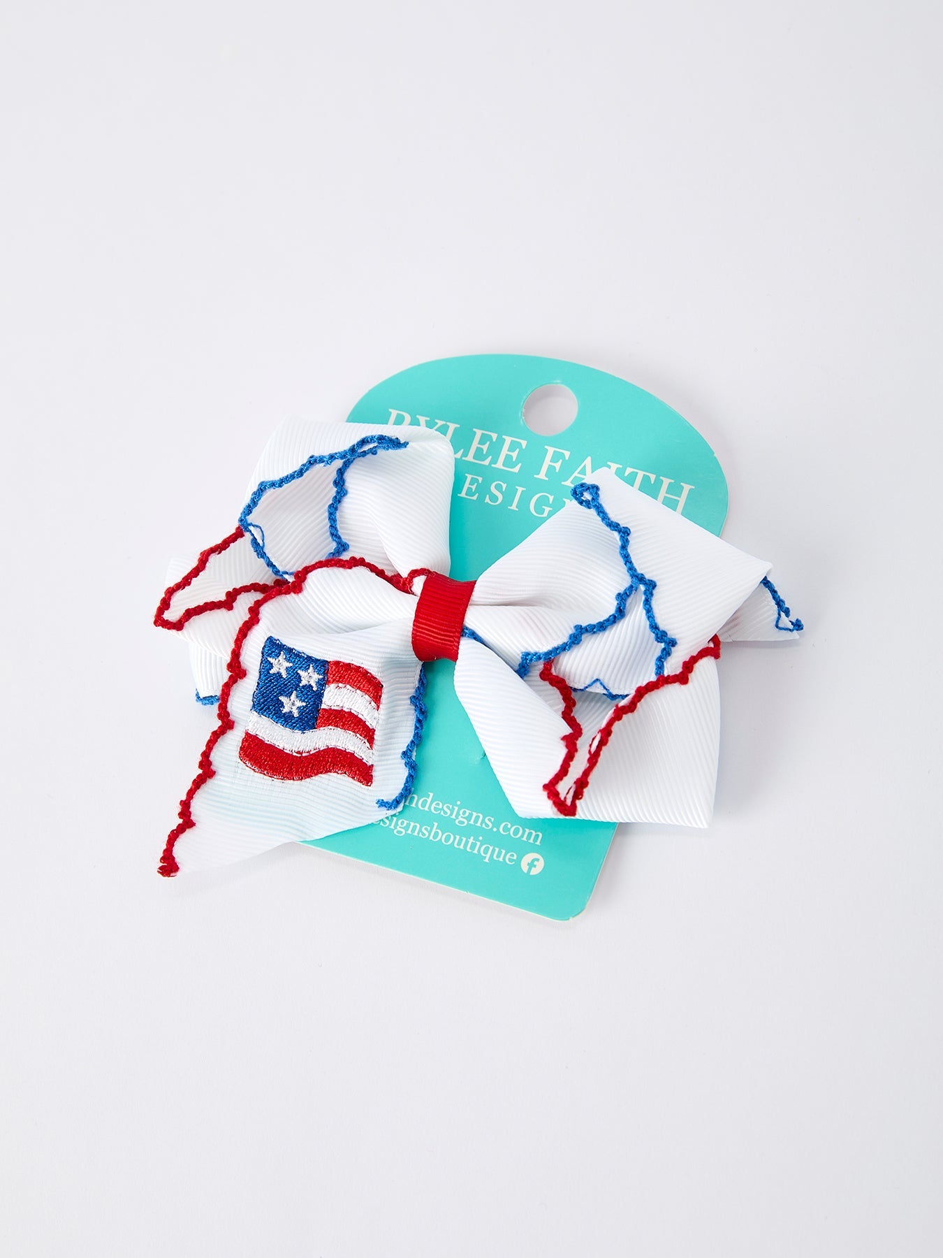 Stars & Stripes Flag Hair Bow – Toddler Girls July 4th Hair Accessory by Rylee Faith Designs at Everetts Place