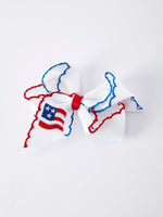 Stars & Stripes Flag Hair Bow – Toddler Girls July 4th Hair Accessory by Rylee Faith Designs at Everetts Place