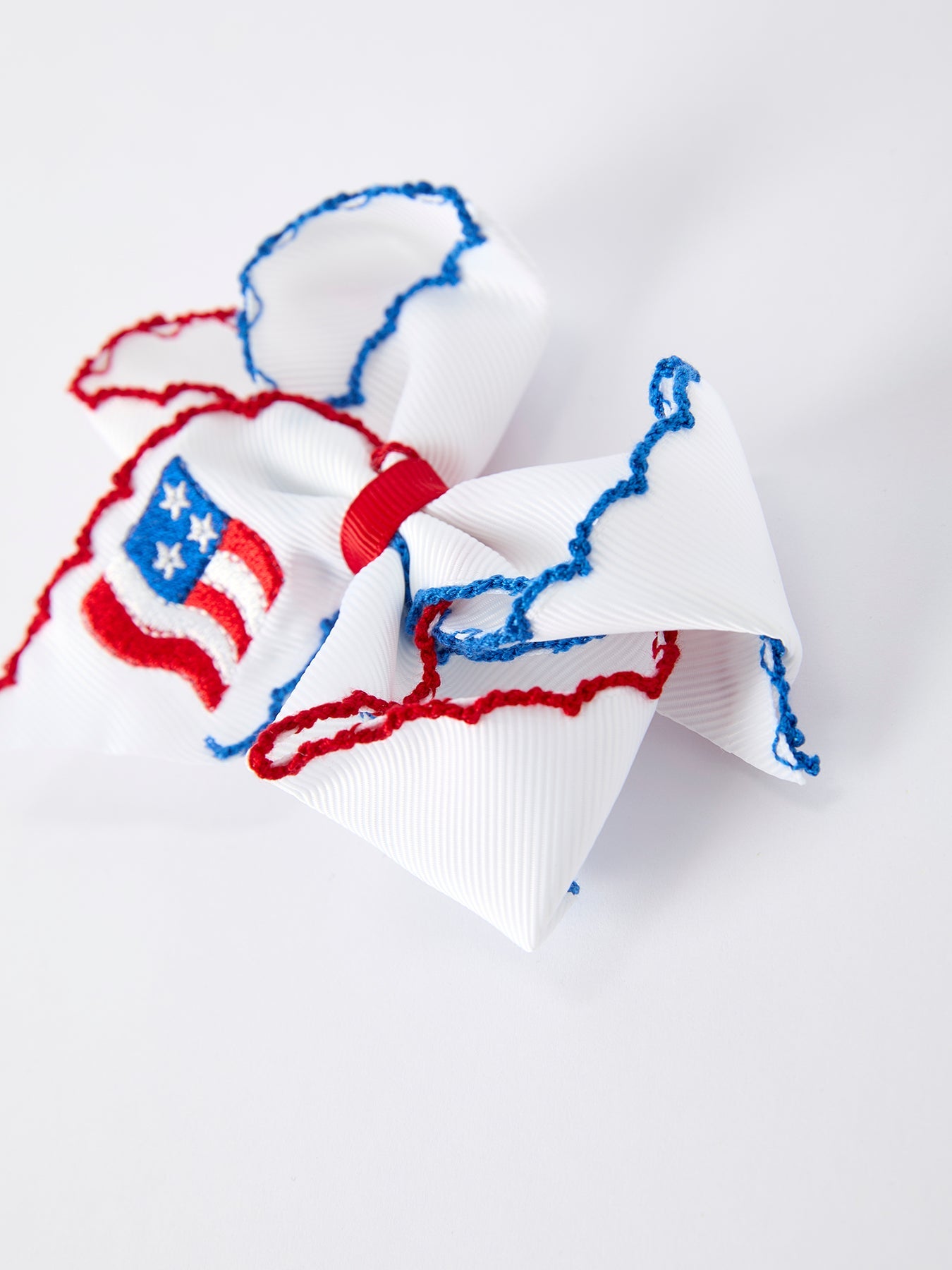 Stars & Stripes Flag Hair Bow – Toddler Girls July 4th Hair Accessory by Rylee Faith Designs at Everetts Place