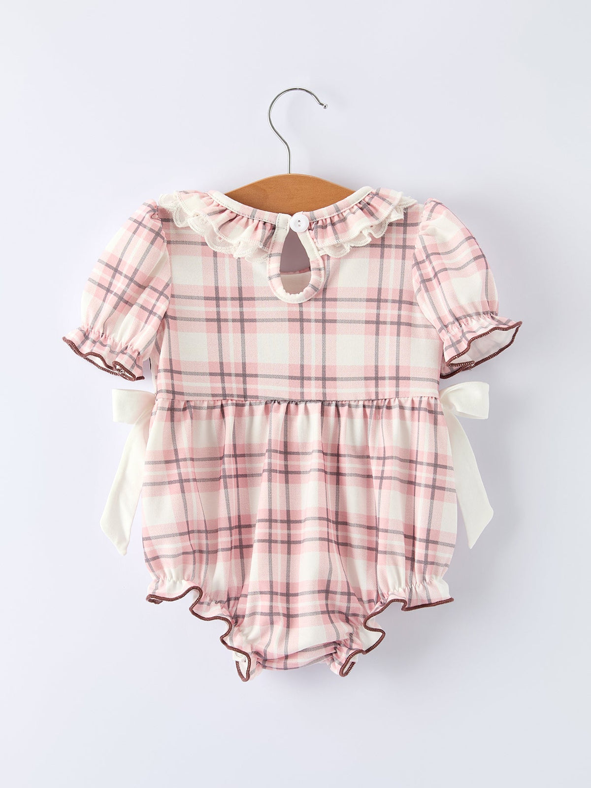 Western Horse Embroidered Smocked Plaid Baby Girl Romper by Rylee Faith Designs at Everetts Place