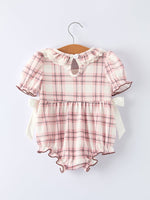 Western Horse Embroidered Smocked Plaid Baby Girl Romper by Rylee Faith Designs at Everetts Place