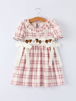 Western Horse Embroidered Smocked Plaid Girls Dress by Rylee Faith Designs at Everetts Place