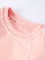 Girls Cotton Polyester Sweatshirt and Pants Set, Pink Bow Trim by Rylee Faith Designs