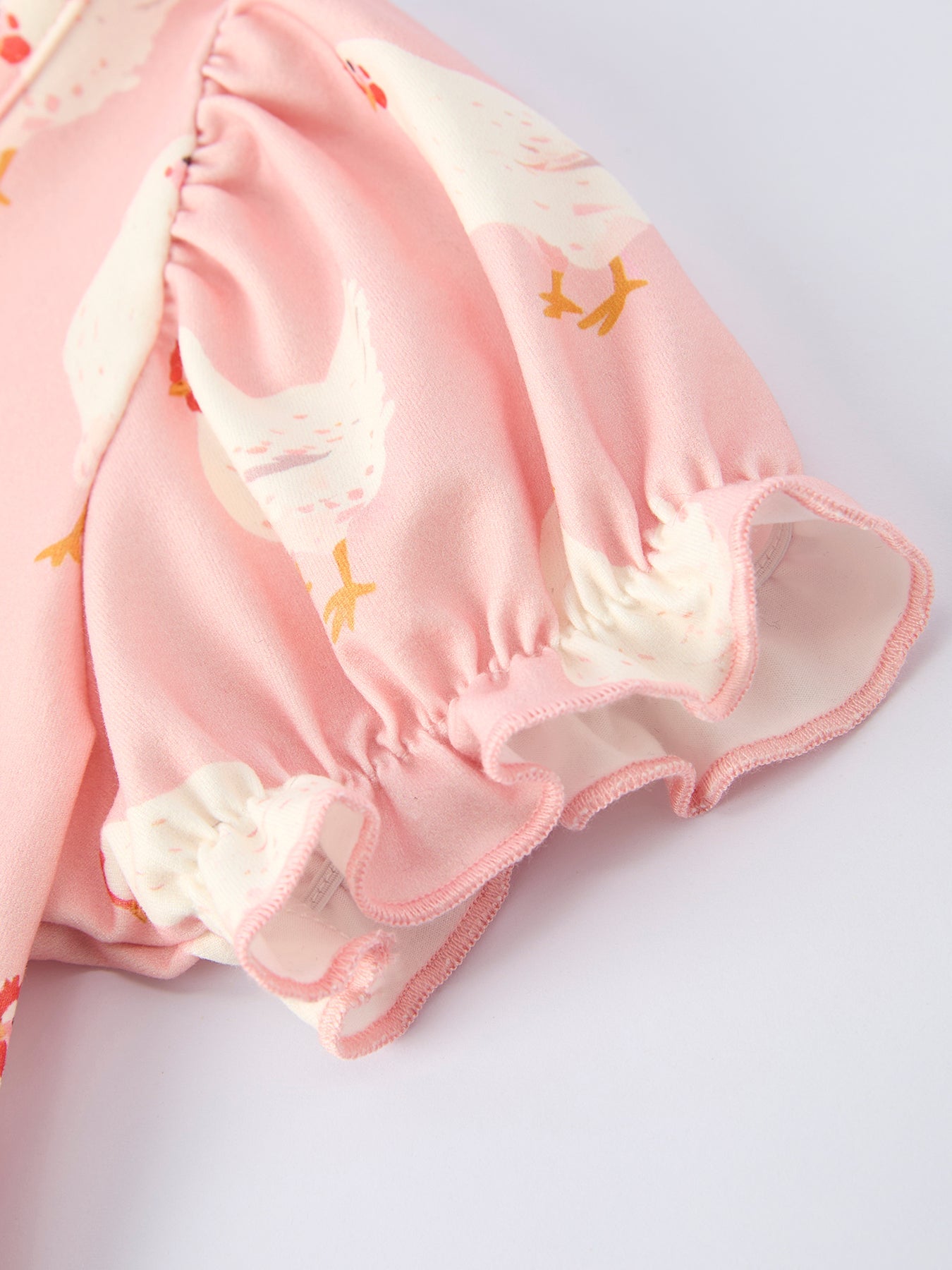 Farm spring chicken print girls ruffle dress by Rylee Faith Designs.