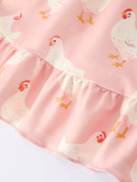 Organic Farm Spring chicken print girls ruffle dress by Rylee Faith.