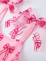Spring and Summer Pink Tulle Bow Party Dress for Girls by Rylee Faith Designs at Everetts Place