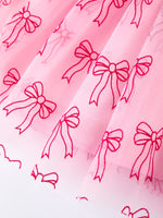 Spring and Summer Pink Tulle Bow Party Dress for Girls by Rylee Faith Designs at Everetts Place