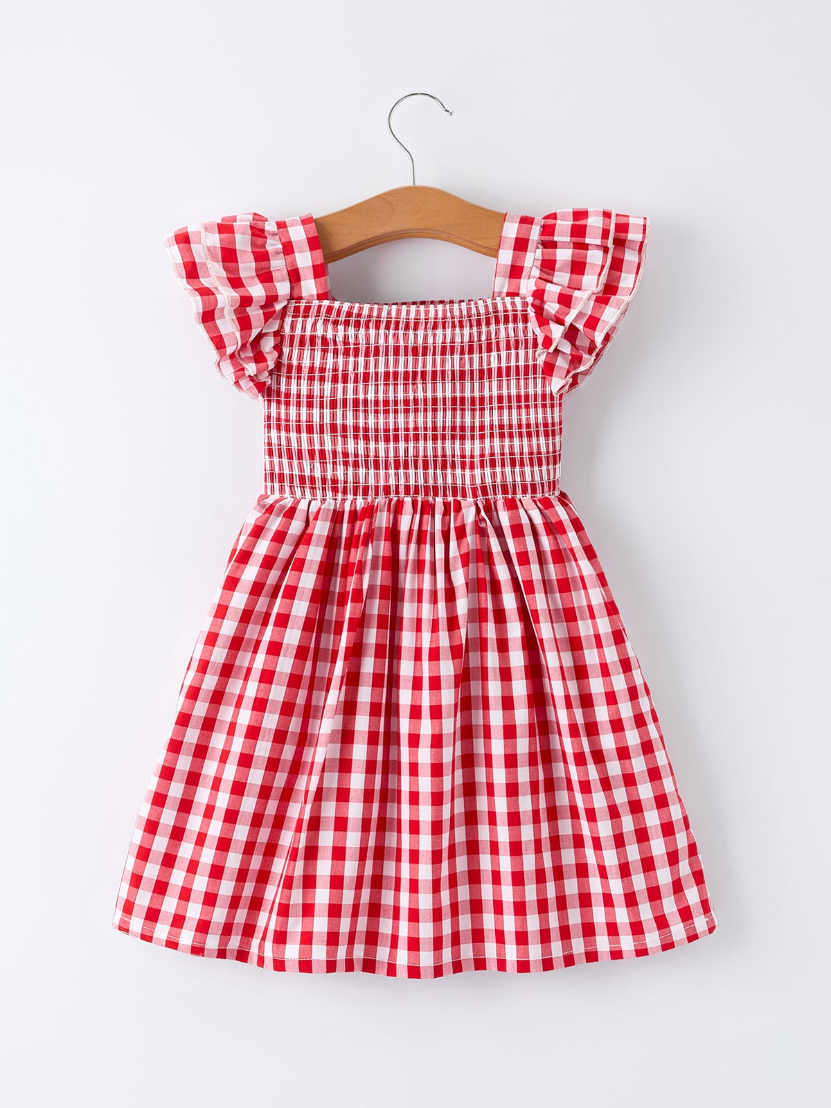 Summer Plaid Smocked Ruffle Girl Dress Sibling Outfits by Rylee Faith Designs at Everetts Place