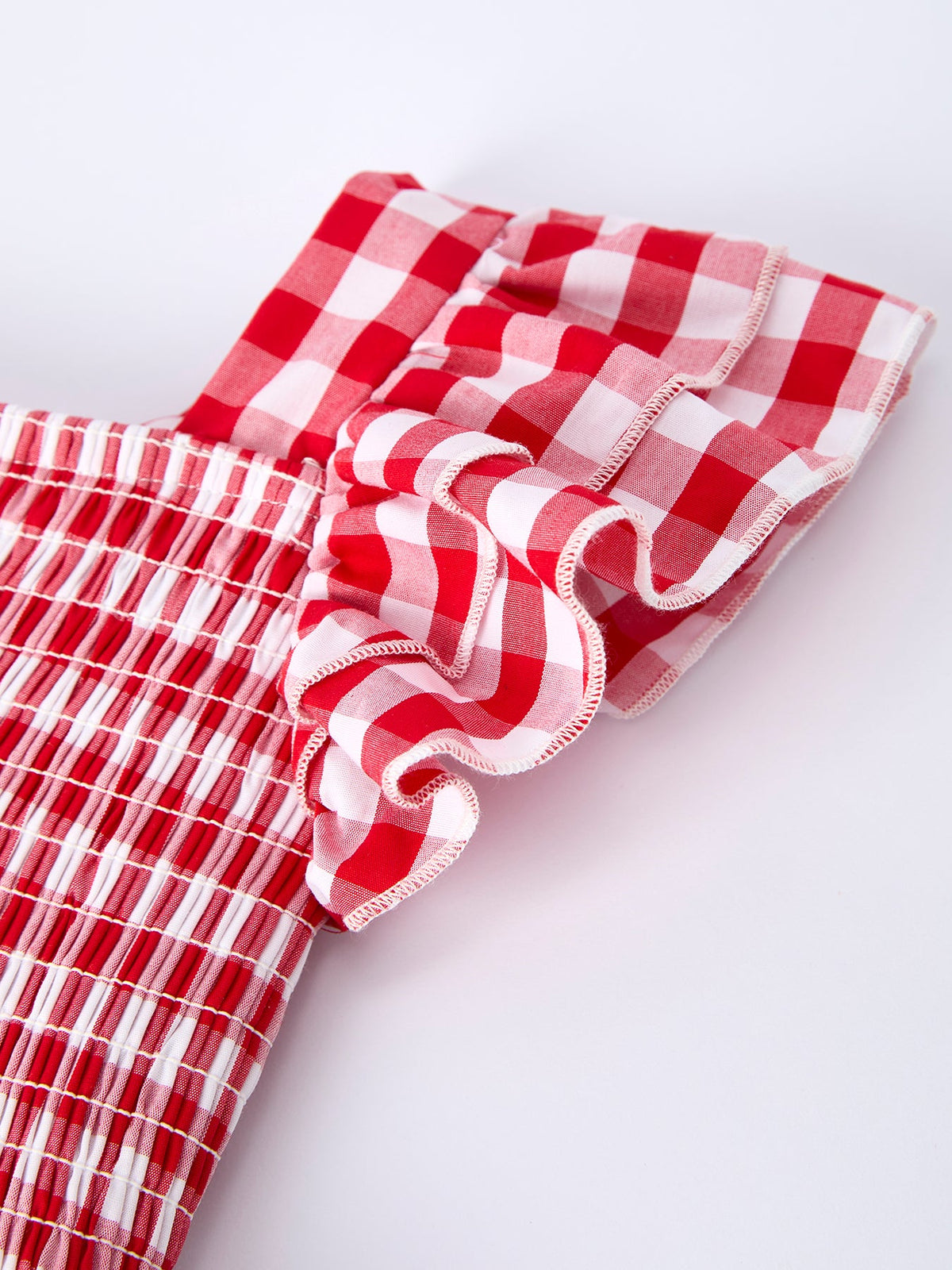 Summer Plaid Smocked Ruffle Girl Dress Sibling Outfits by Rylee Faith Designs at Everetts Place