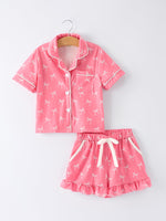 Mommy & Me Bow Print Ruffle Pajama Set by Rylee Faith Designs