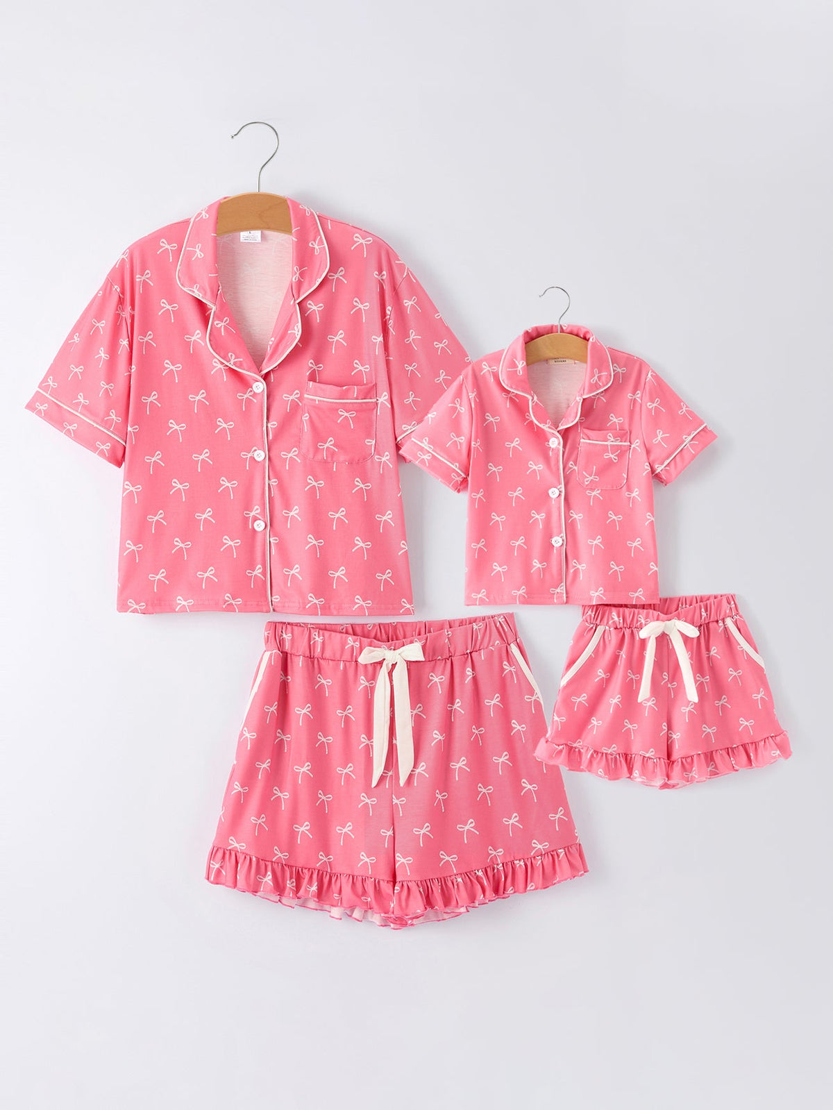 Mommy & Me Bow Print Ruffle Pajama Set by Rylee Faith Designs
