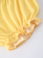 Summer Lemon Print Girls Puff Sleeve Bloomer Set by Rylee Faith Designs at Everetts Place