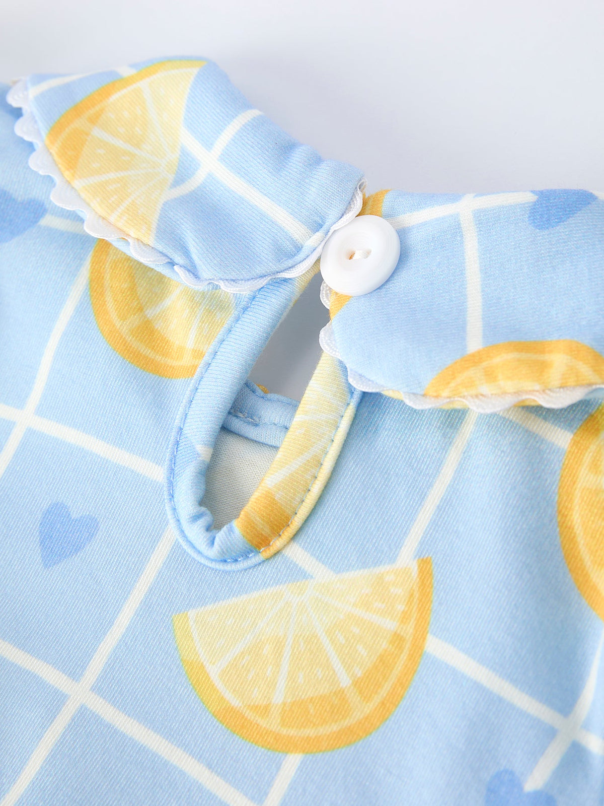 Summer Lemon Print Girls Puff Sleeve Bloomer Set by Rylee Faith Designs at Everetts Place