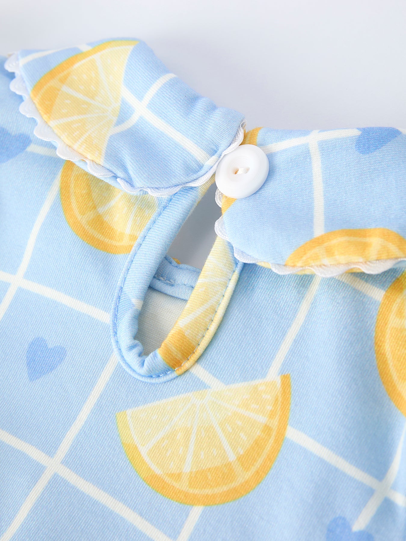 Summer Lemon Print Girls Puff Sleeve Bloomer Set by Rylee Faith Designs at Everetts Place