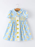 Summer Lemon Print Girls Puff Sleeve Dress by Rylee Faith Designs at Everetts Place