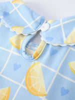 Summer Lemon Print Girls Puff Sleeve Dress by Rylee Faith Designs at Everetts Place