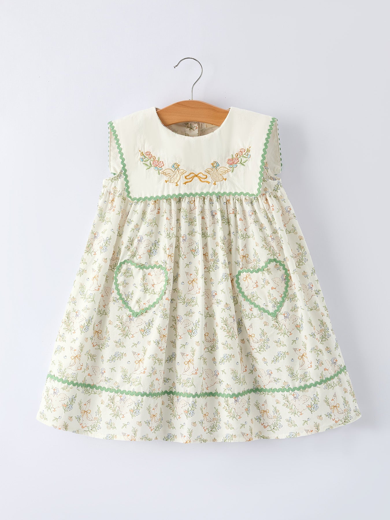 Vintage Floral Duck Embroidery Spring Girl Dress by Rylee Faith Designs at Everetts Place