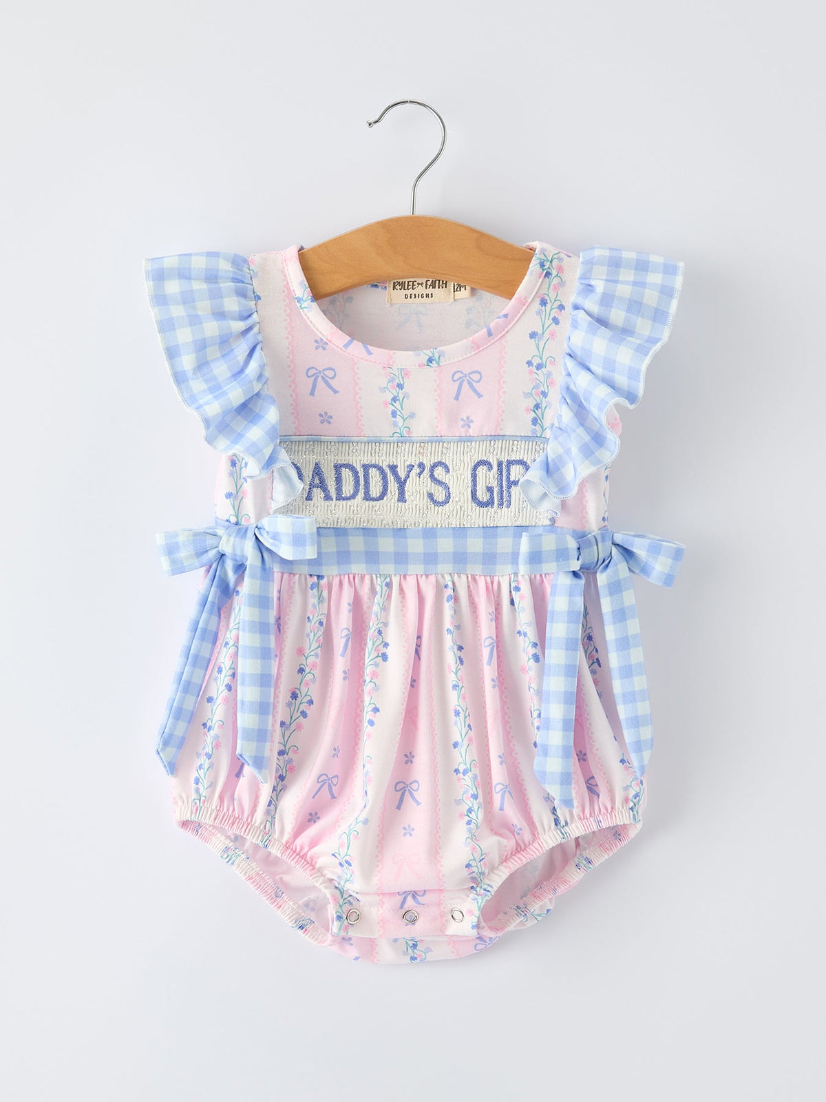 “DADDY'S GIRL” Smocked Plaid Baby Girls Romper - Baby & Toddler Clothing, White, Fashion, Textile, Pink | Everetts Place