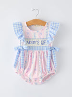 “DADDY'S GIRL” Smocked Plaid Baby Girls Romper - Baby & Toddler Clothing, White, Fashion, Textile, Pink | Everetts Place