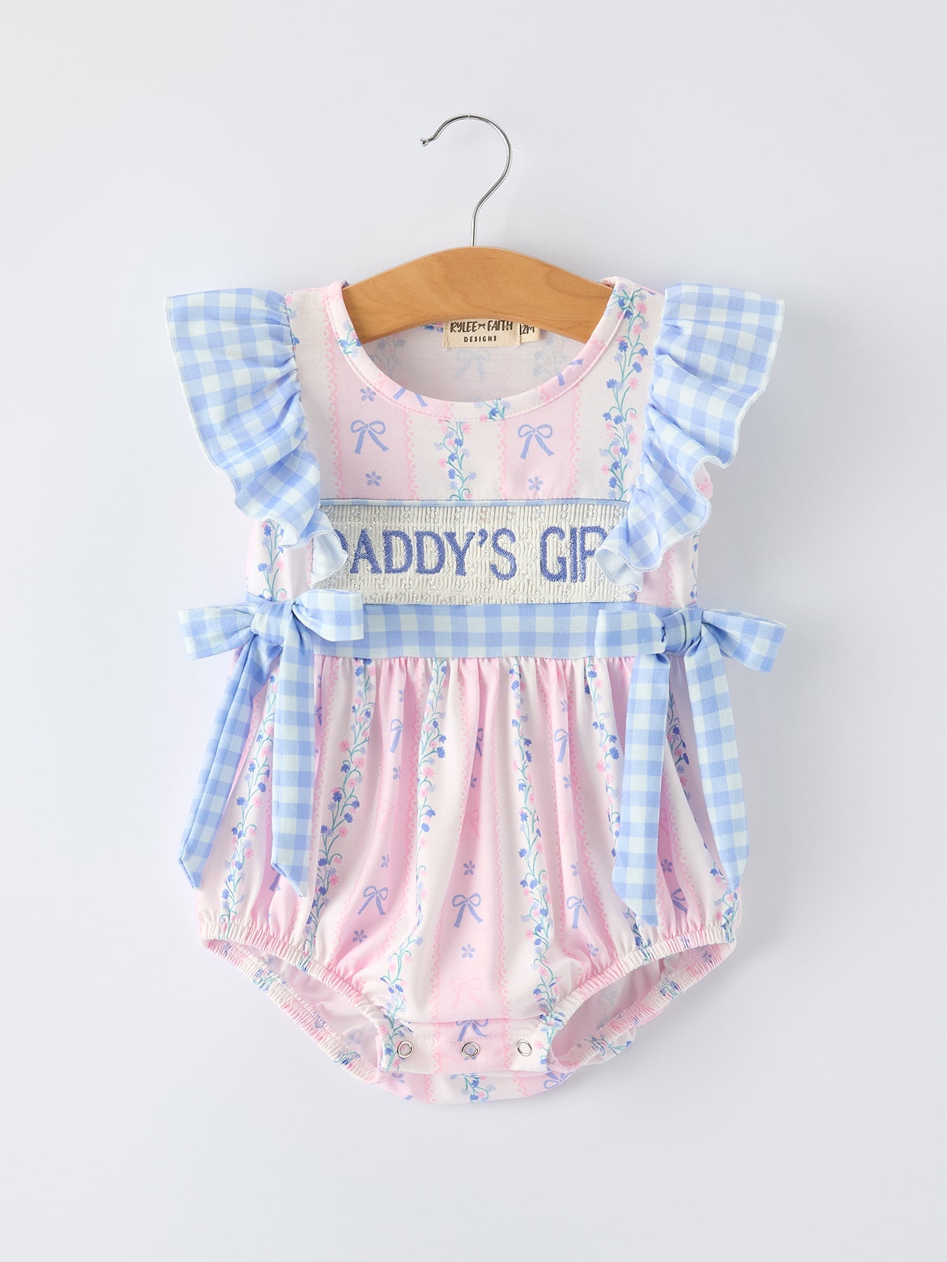 “DADDY'S GIRL” Smocked Plaid Baby Girls Romper - Baby & Toddler Clothing, White, Fashion, Textile, Pink | Everetts Place