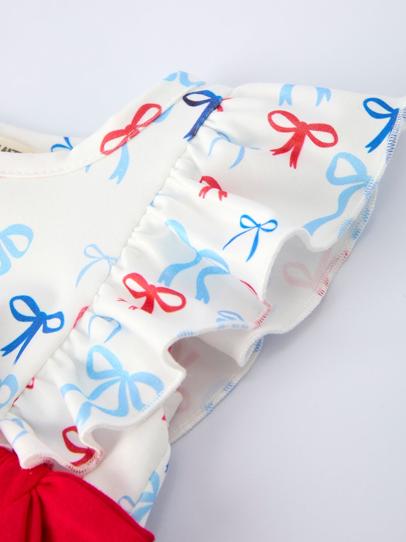 4th of july Bow Print Baby Girl Romper With Ruffle Details by Rylee Faith Designs at Everetts Place