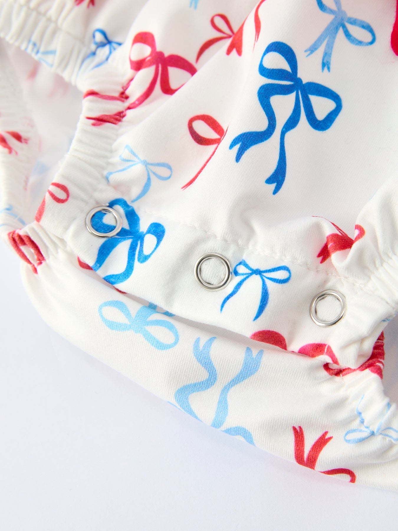 4th of july Bow Print Baby Girl Romper With Ruffle Details by Rylee Faith Designs at Everetts Place