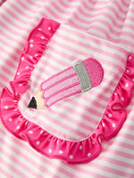 Rylee Faith Designs kids' striped outfit set with a cute pencil applique, perfect for school.