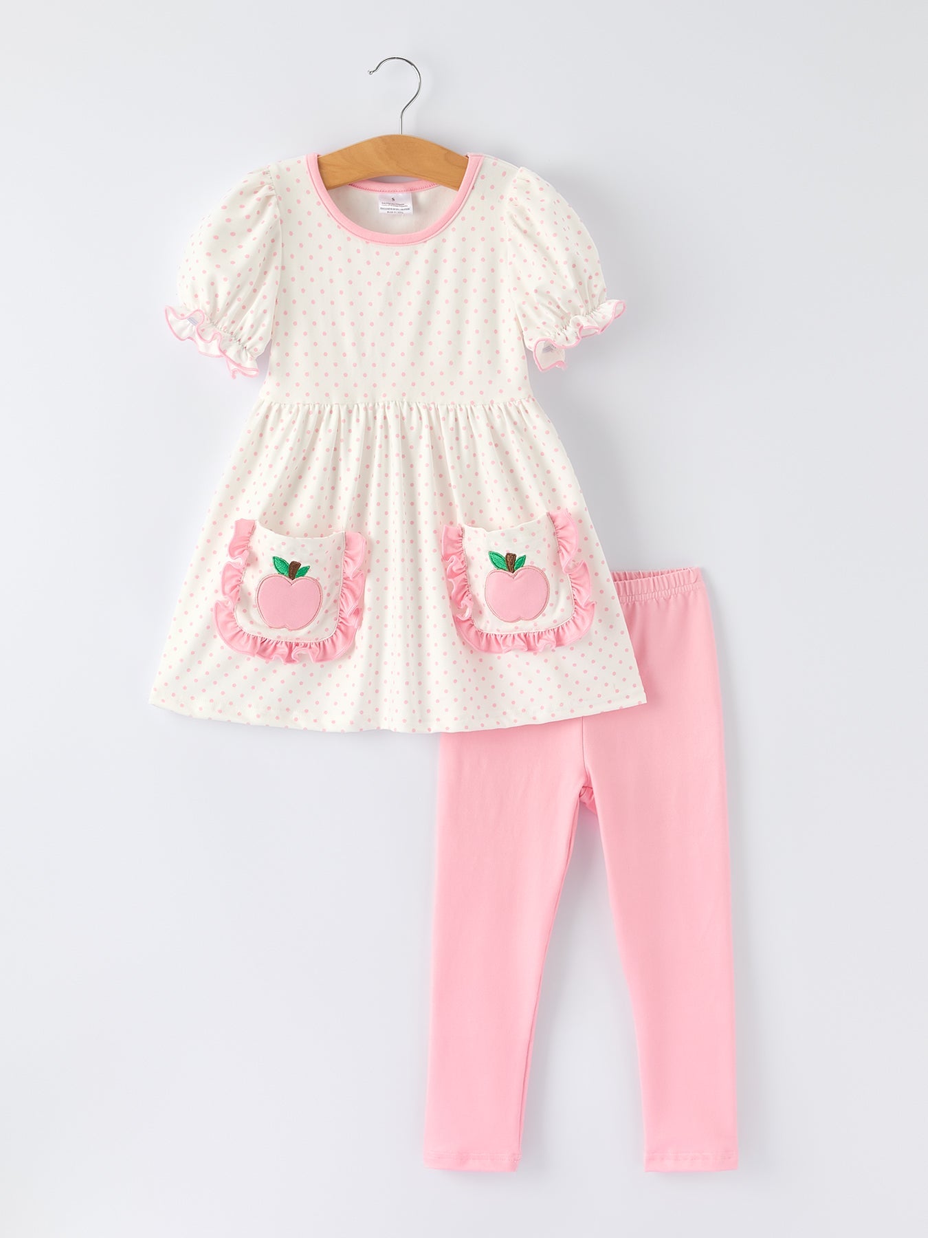 Back To School Girls' Apple Applique Set with Pockets by Rylee Faith Designs at Everetts Place