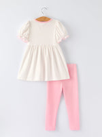 Back To School Girls' Apple Applique Set with Pockets by Rylee Faith Designs at Everetts Place