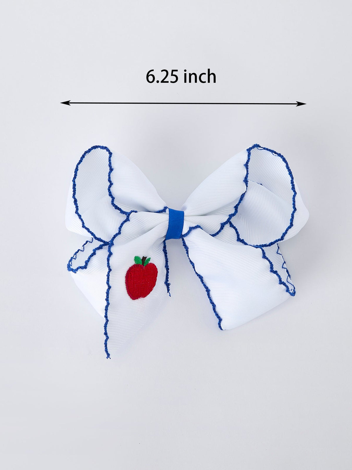 Rylee Faith Designs Back to School red apple bow hair clip for girls.