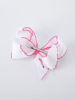 Rylee Faith Designs pink pencil bow hair clip for back to school.