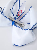 Rylee Faith Designs 6.25" Back to School apple bow hair clip.