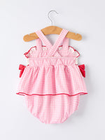 4th of July Plaid Girls Romper Bow Ruffle by Rylee Faith Designs at Everetts Place