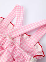 4th of July Plaid Girls Romper Bow Ruffle by Rylee Faith Designs at Everetts Place