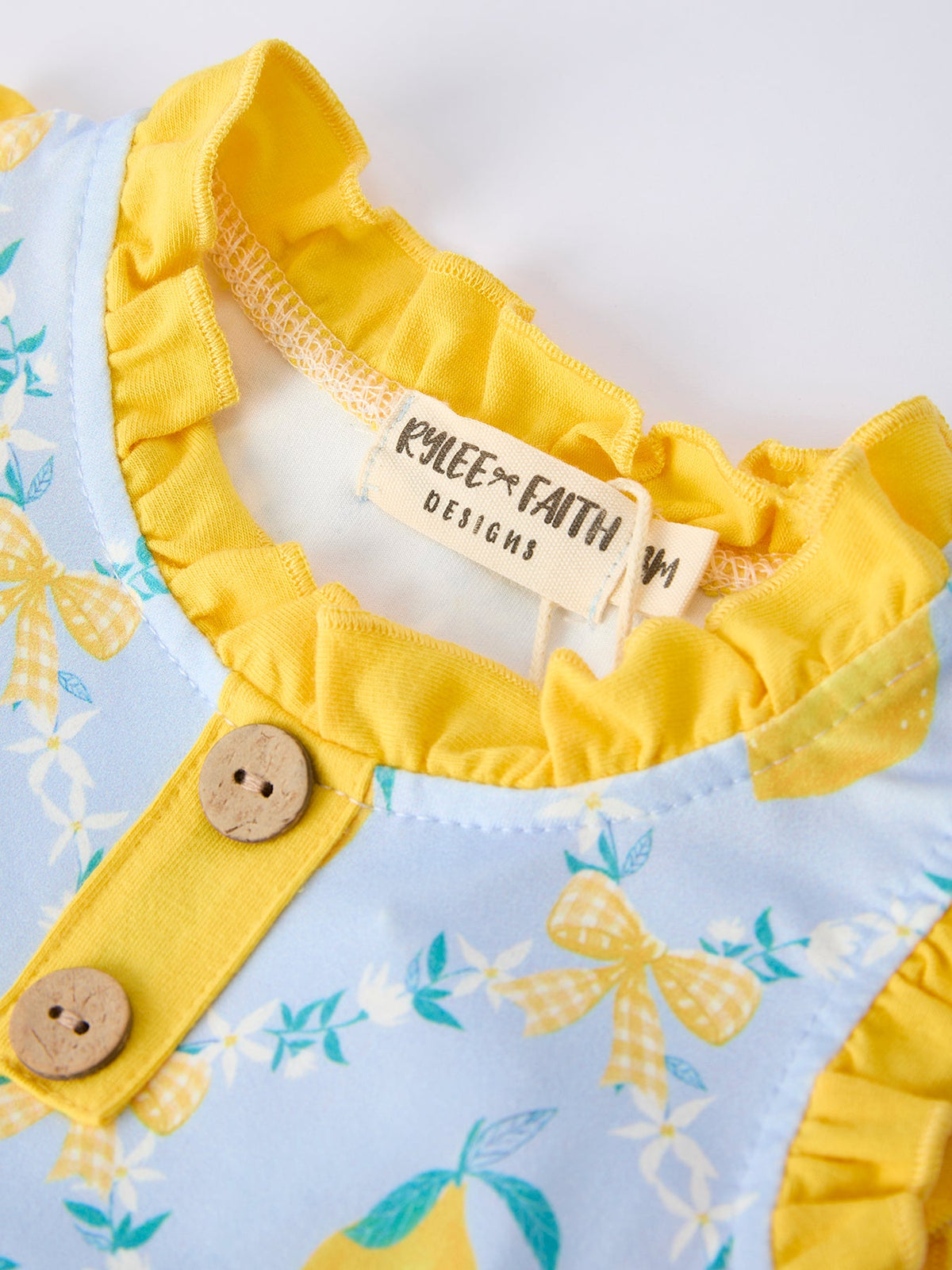 Summer Lemon Floral Print Girl Sleeveless Ruffle Romper by Rylee Faith Designs at Everetts Place