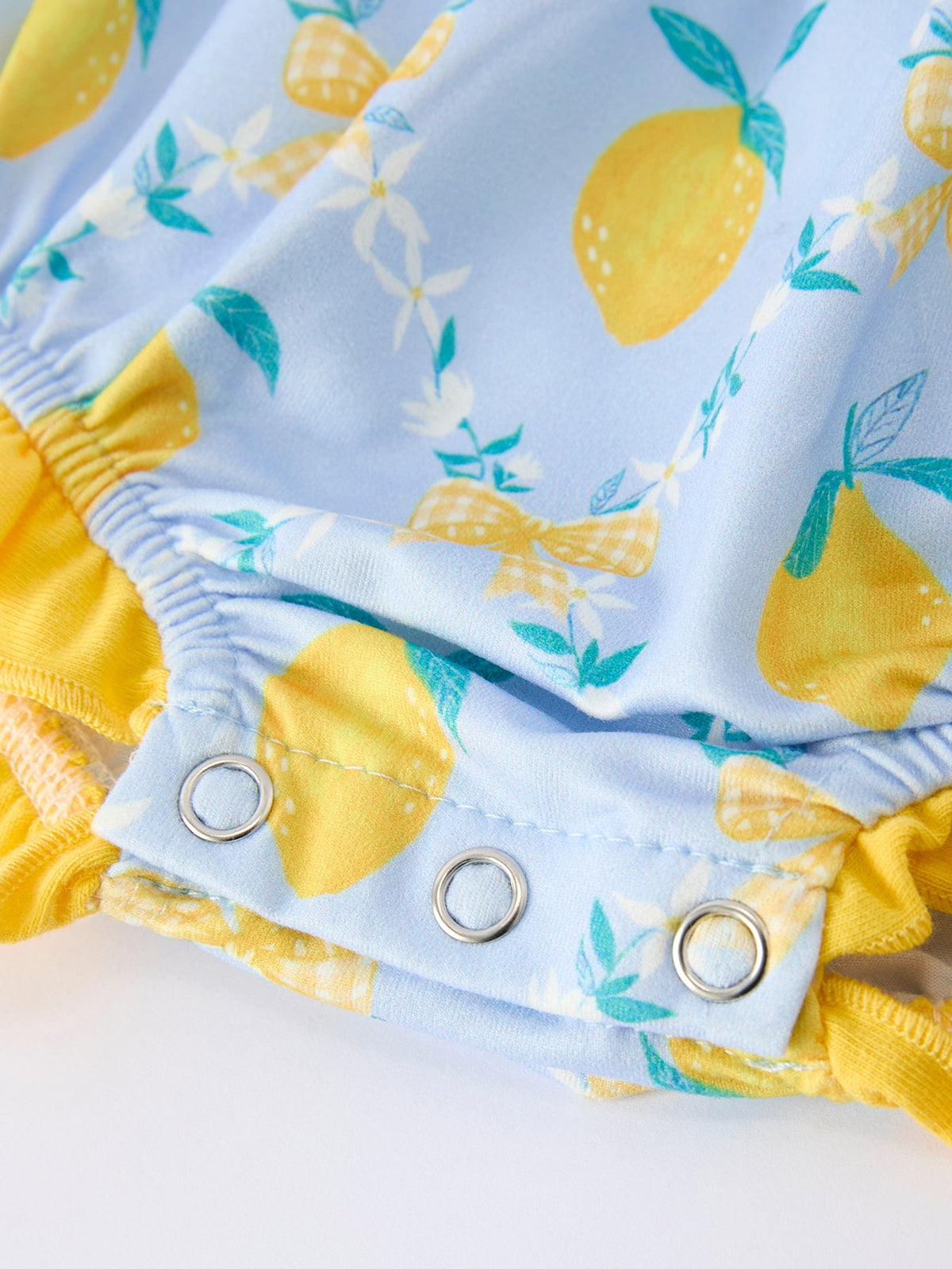 Summer Lemon Floral Print Girl Sleeveless Ruffle Romper by Rylee Faith Designs at Everetts Place