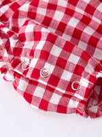 4th of July Flag Plaid Girl Peter Pan Collar Romper Bow by Rylee Faith Designs at Everetts Place